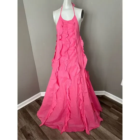 Staud Marika Ruffled Halter Gown
